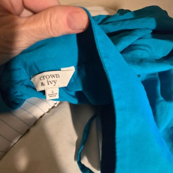 Crown & Ivy Tunic Women's Size‎ Large Turquoise Beaded Tie Behind Neck Bo… - Picture 7 of 7